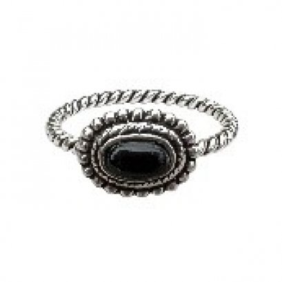 OVAL SHAPE STONE SILVER RING OXIDIZED