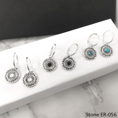 POPULAR BALINESE CHARM EARRINGS WITH HOOPS 12 MM. SILVER 925