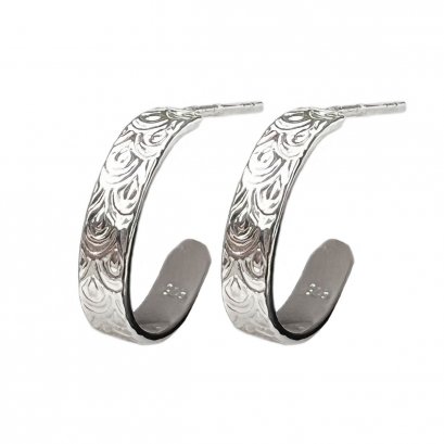 HALF HOOPS POLISHED STUD EARRINGS RAINBOW SILVER 925