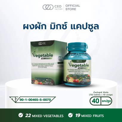 ผงผัก มิกซ์ แคปซูล Vegetable Mix Capsule (ผลิตภัณฑ์เสริมอาหาร) (ตรา ซีอีโอ แฟคตอรี่)