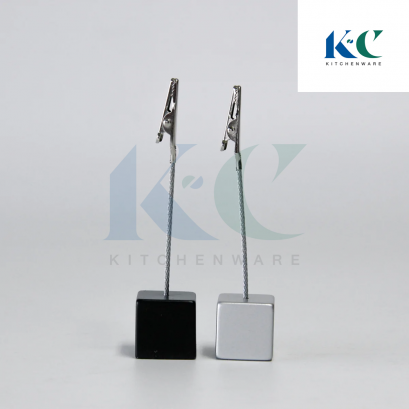 ที่หนีบป้ายเมนู/การ์ด ฐานสี่เหลี่ยม Card Holder Cube Base