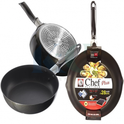 กระทะนอนสติ๊ก รุ่น แพลตตินั่ม เชฟ พลัส (Zebra)