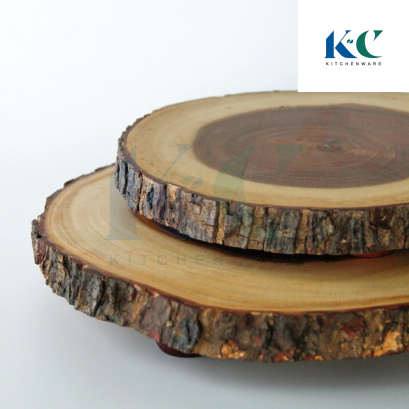 ถาดไม้กลม ไม้จามจุรี Natural Wooden Serving Board
