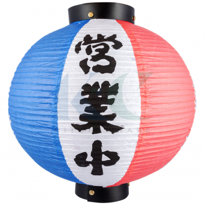 โคมไฟกระดาษ แดง ขาว น้ำเงิน 30 ซม.