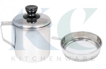 โถกรองน้ำมันสแตนเลส พร้อมที่กรอง