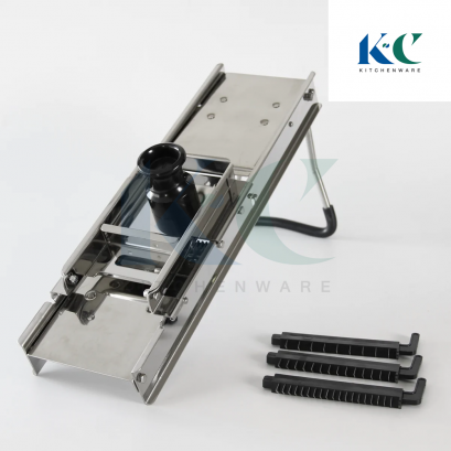 ที่สไลด์ผัก สแตนเลส ปรับใบมีดได้หลายแบบ พร้อมตัวกดป้องกัน Mandoline