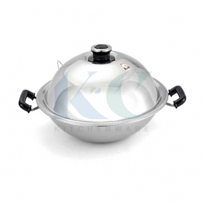 กระทะจีนสเตนเลส Vitalux 3 ชั้น พร้อมฝา