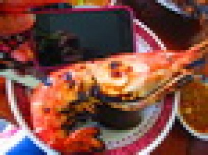 กุ้งเผาทองชุบ วัดตราชู สิงห์บุรี