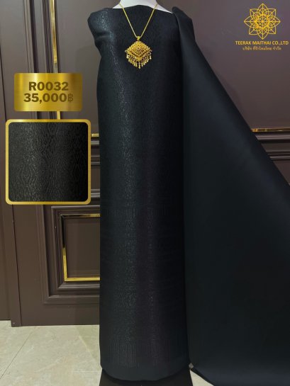 ลายอินเดีย ยกใหญ่ลำพูนสีดำยกดอกดิ้นดำ