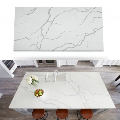 หินควอตซ์ลายหินอ่อนสีขาว