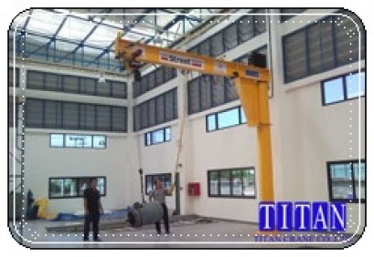 เครนตั้งเสายื่นแขนหมุน น้ำหนักยก 1 ตัน แขนยาว 5 เมตร หมุน 180 องศา ระยะยกสูง 5 เมตร