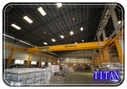 เครนเหนือศีรษะ แบบคานคู่ น้ำหนักยก 5 ตัน กว้าง 26 เมตร ระยะยกสูง 10 เมตร รางวิ่งยาว 72 เมตร