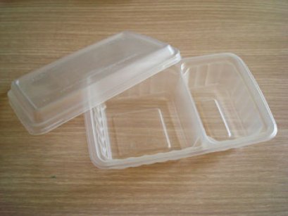 กล่องอาหาร  2 หลุม 550 กรัม PP ขาวใส