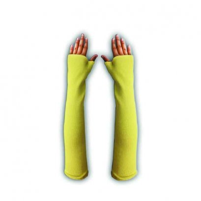 ปลอกแขนเคฟล่า รุ่น CUT-HEAT SLEEVES เจาะโป้ง ขนาด 18 นิ้ว แพ็ค 1 คู่ สีเหลือง MICROTEX