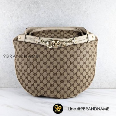 G​U​C​CI Beige​ GG​ Fabric Large Hobo Bag