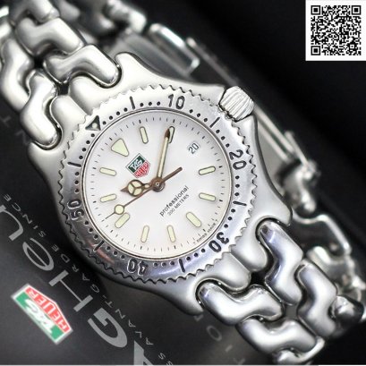 T​ A​ G​⌚ Heuer Fishbone Professional Stainless Steel Quartz Dial with SapphireCryatal 200Meters หน้าขาว 1 ชั้นสายด้านสลับเงา