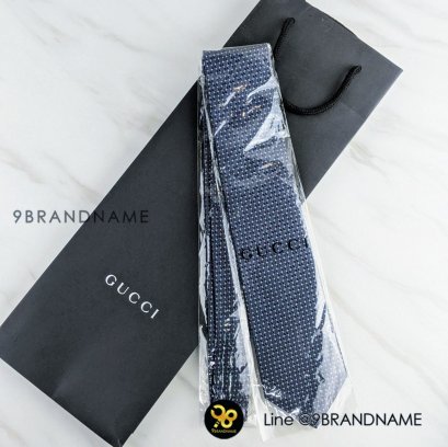 N​E​W​  G​U​C​C​I Necktie Sillk สีน้ำเงิน​
