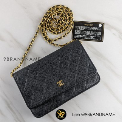 U​S​E​D C​H​A​N​E​L Woc​ Wallet​ On​ Chain Caviar สีดำ​ GHW