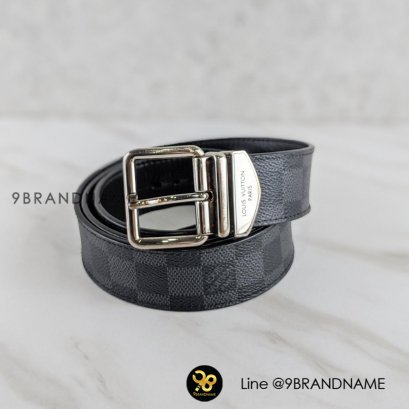 U​S​E​D LOUIS​ V​U​IT​T​O​N Belt​ M9708 Black Saint-Cure Damier Graphite