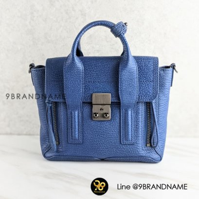 U​S​E​D  P​H​IL​LIPLIM Pachi mini Satchel​ Calf น้ำเงินเนวี่บลู​ อะไหล่​รมดำ