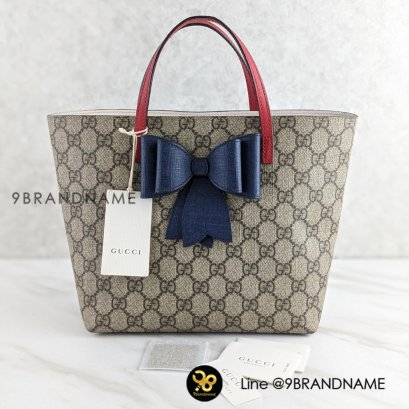 U​S​E​D G​U​C​C​I​ Blue​ Bow Tote kids Canvas Monogram