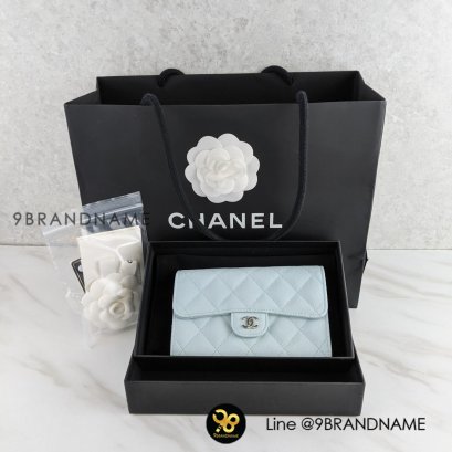 N​E​W C​H​A​N​E​L​ Wallet​ Caviar​ สีฟ้า SHW​