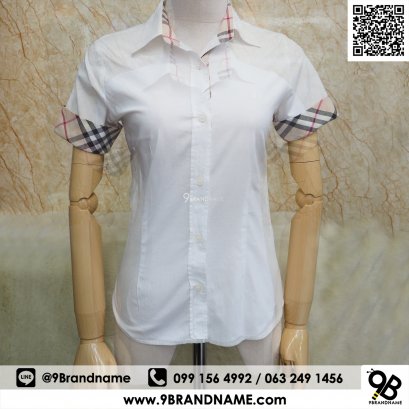 Burberry Shirts Women&#039;s Slim Short Sleeve White Size 36 
