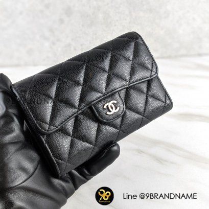 CHANEL Wallet Black Caviar Medium SHW ไซร์กลาง