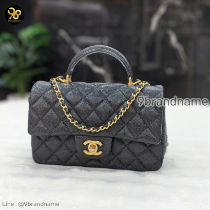 Chanel Classic mini 8” with top handle in black caviar GHW  แบรนด์เนมมือสอง