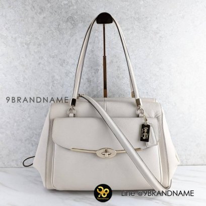 Like new  Coach  MADISON SAFFIANO LEATHER MADELINE EAST/WEST SATCHEL (COACH F27854) GHW สภาพดี ขาว/LIGHT GOLD หนัง Saffiano