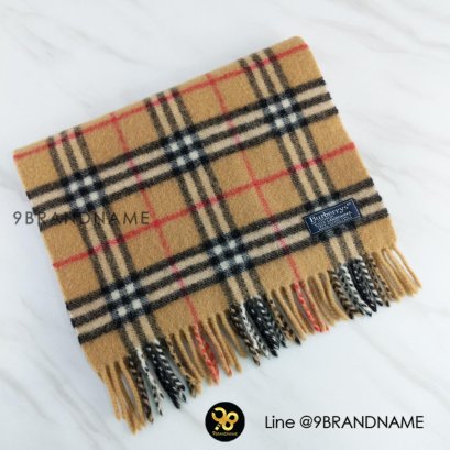 Burberry Scarf classic beige check design Lambswool