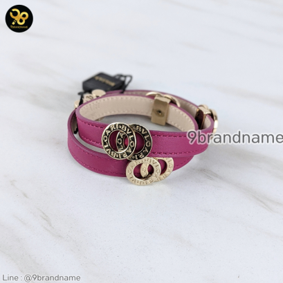 Bvlgari Leather Double Coil Wrap Bracelet Leather/GHW ม่วง แบรนด์เนมมือสอง