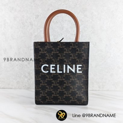 Celine MINI VERTICAL CABAS IN TRIOMPHE CANVAS AND CALFSKIN WITH CELINE PRINT