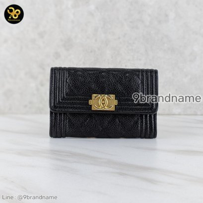 Chanel Boy Card Holder GHW Caviar