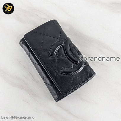 Chanel Cambon Line Key Case Black Pink CoCo Mark Leather