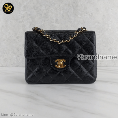 Chanel Classic Flap Mini Square Chain Shoulder bag black Caviar