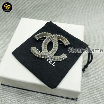 Chanel Palladium Plated Strass CC Brooch