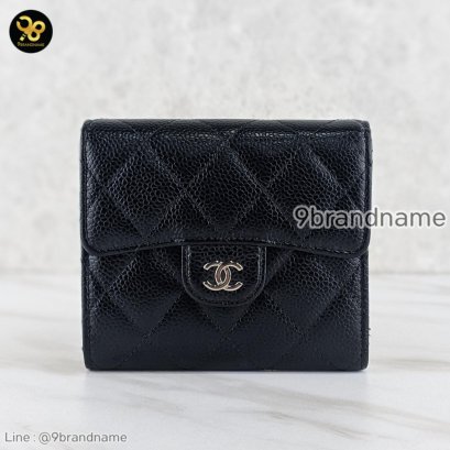 Chanel Tri-Fold Wallet Short in black caviar