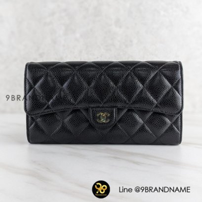 Chanel Wallet Sarah Classic Long Black 2พับ
