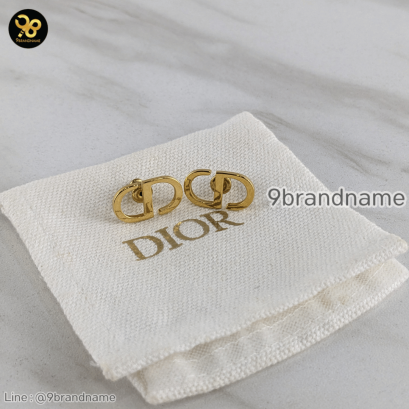 Christian Dior Earrings CD Logo rare engraving GHW