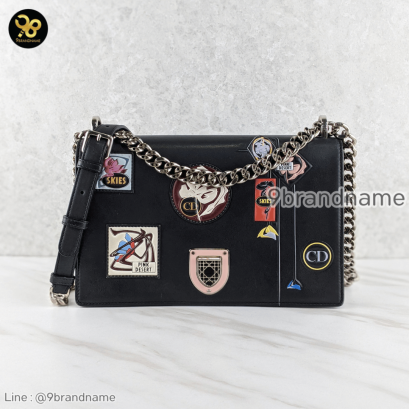 Christian Dior Paradise Diorama Flap Bag Black calfskin แบรนด์เนมมือสอง