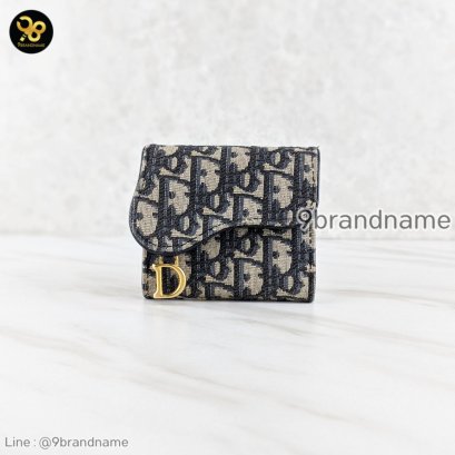 Christian Dior	Saddle Lotus Wallet Blue Dior Oblique Jacquard