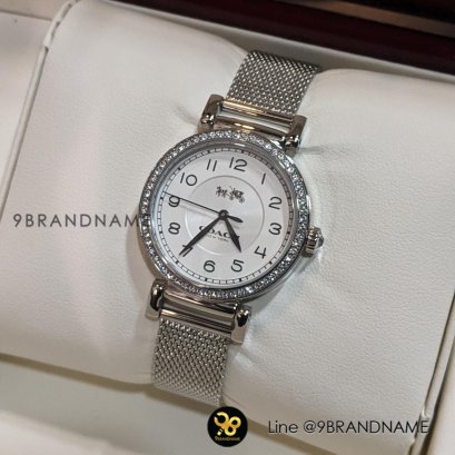 Coach(หลักตัวเลข สายSteel ขาวขอบเพชร) Madison Mesh Stainless Steel 14502651