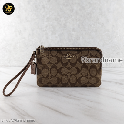 Coach F16109 Large Wristlet Double Zip Khaki แบรนด์เนมมือสอง