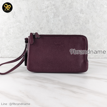 Coach F66505 Pebble Leather Double Corner Zip Wristlet