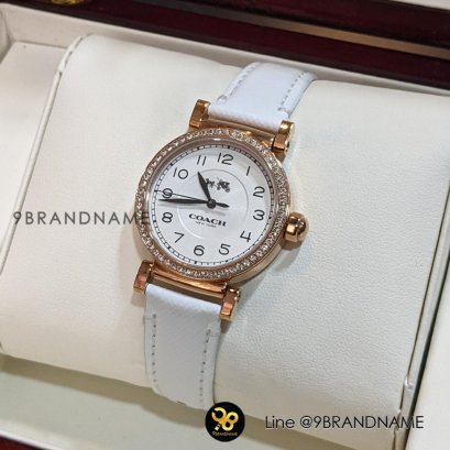 NEW Coach หลักตัวเลข สายหนังขาวขอบเพชร Madison Watch 14502401