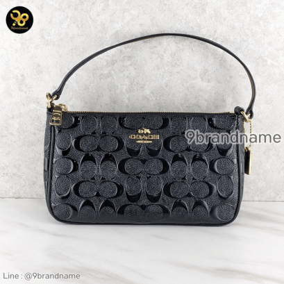 Coach Top handle pouch in signature debossed patent leather