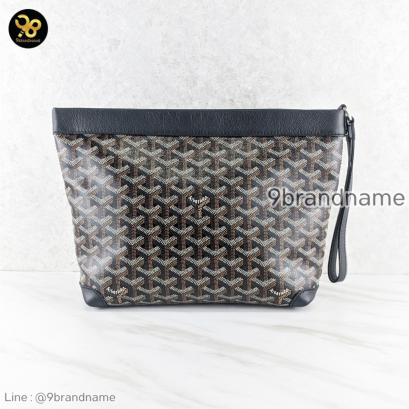 Goyard Conti Pouch Goyardine Canvas, Chevroches Calfskin • Black