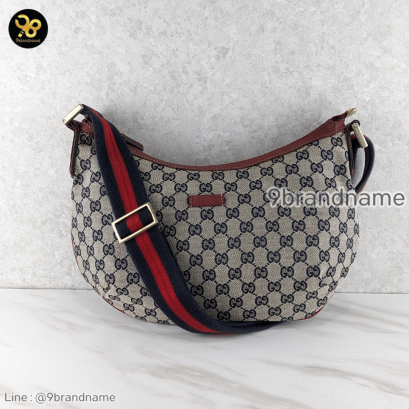 Gucci 181092 GG Canvas Red Navy Blue Messenger Bag