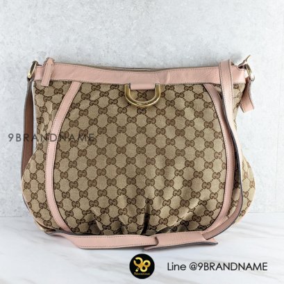 G  u  c  c  i  G u c c i Brown Abbey GG  Canvas Crossbody Beige